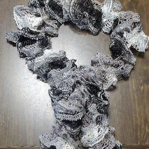 Women's Black, Gray, White Sparkle Bling Long Sashay Scarf Ribbon Type Handmade
